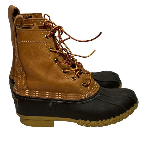 LL BEAN 212880 Women's Waterproof Duck Boots Sz 6 Leather 8" Brown Gorpcore USA - Picture 1 of 9